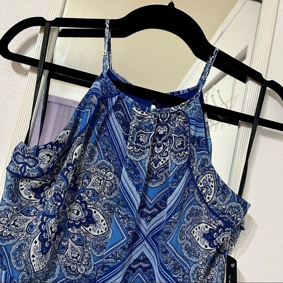 ENFOCUS Studio Blue Floral Paisley Print Midi/Maxi Halter Summer Dress Size 6 - Picture 4 of 10